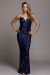 Fitted Silhouette Sequin Prom Gown in Navy
